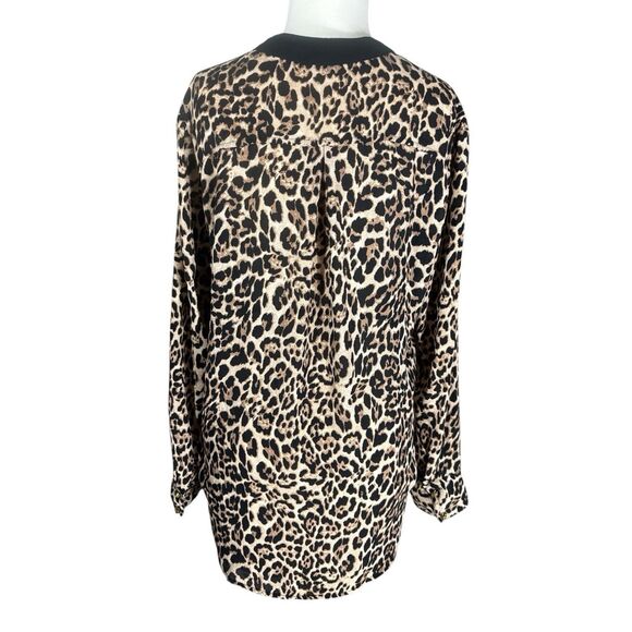MNK Leopard Print Tunic Blouse Sz L Zip Pockets - Picture 4 of 7